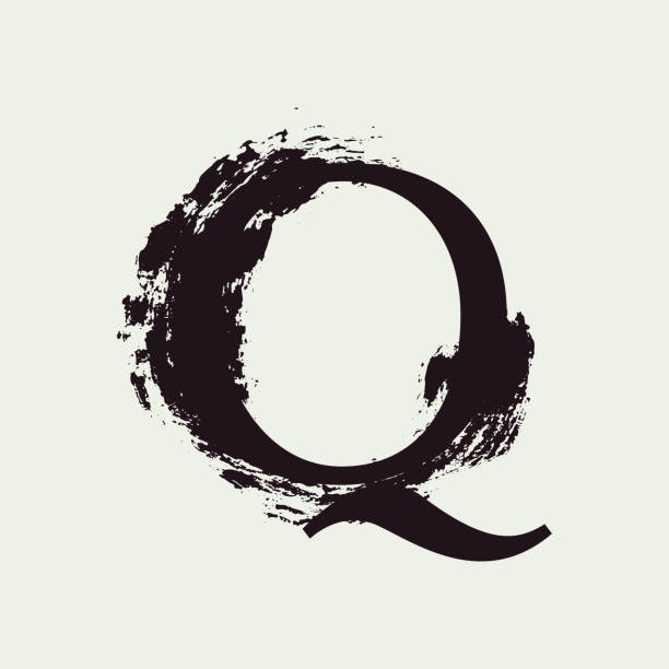 Q letter logo. Custom serif style lettering with hand drawn brush stroke. Classic vector font for your fashion poster, jewelry badge, vintage banner, boutique card etc. letter q stock illustrations