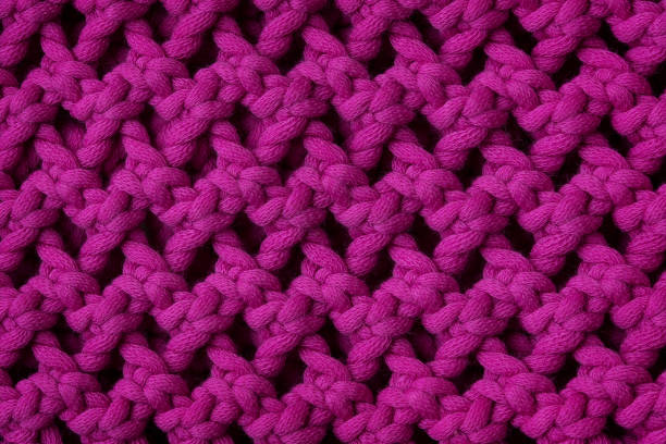 istock Texture of knitted openwork purple fabric. Background, design 1208204452