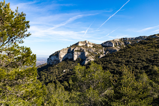 Landscape of the Plateau de la Caume, in the Alpilles regional nature park, in Saint-Rémy-de-Provence.