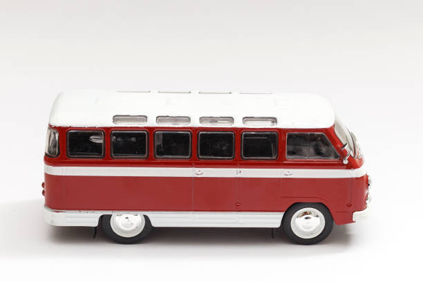 istock Vintage red retro bus, isolated on white. 1208212057