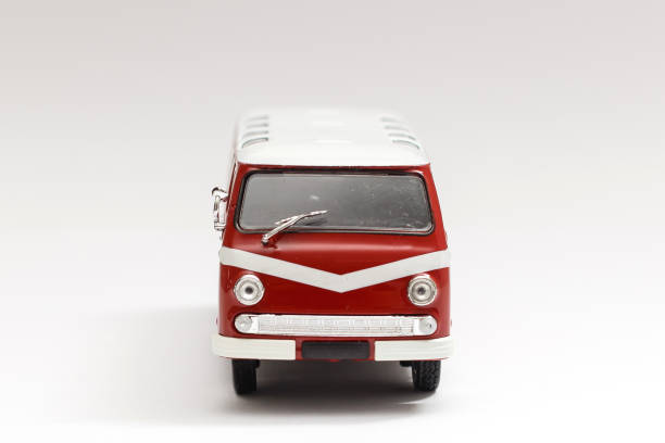 istock Vintage red retro bus, isolated on white. 1208212071