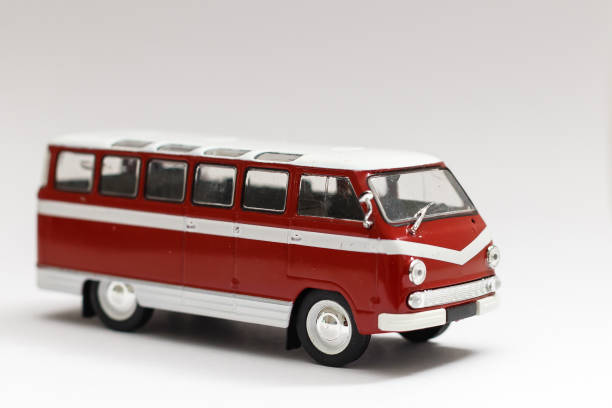 istock Vintage red school bus, isolated on white. 1208212329