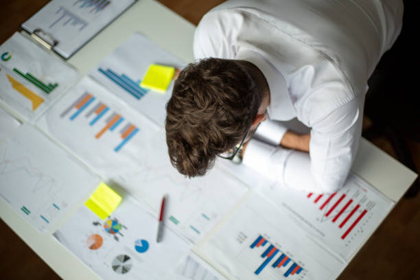 istock Aerial view of business data analysis graph 1208214378