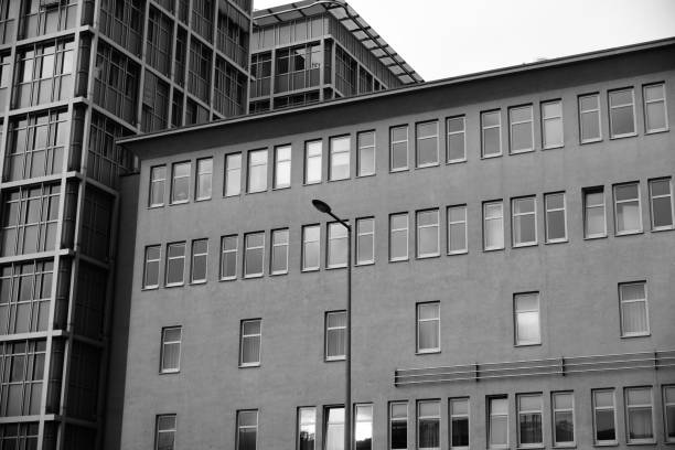istock Metallic lampposts in front of a modern building in Berlin 1208216290