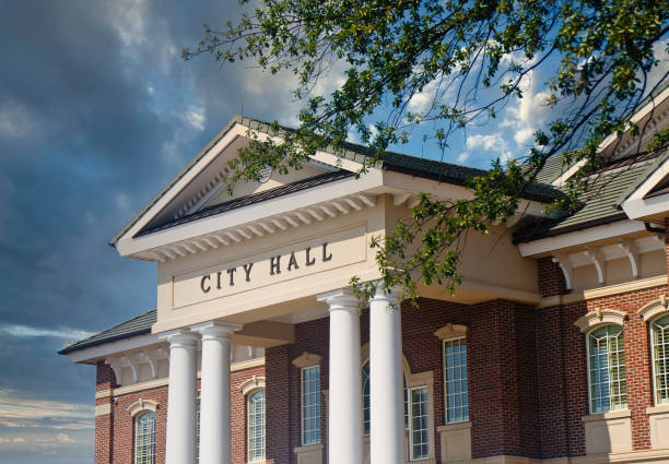 istock Classic City Hall with Columns at Dusk 1208216318