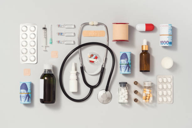 istock Medical flat lay, Korean won 1208225634