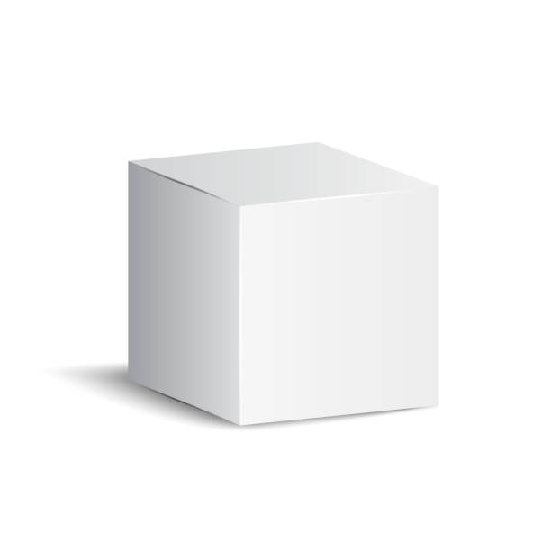 istock White carton 3d box. White cube. Box package mockup, delivery, shopping sign – stock vector 1208225701