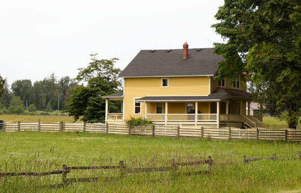 Aldergrove, Canada - June 9, 2019: Beautiful farm from 2 famous TV Shows "Smallville" and "Riverdale" View of Beautiful farm which have been used as filming location "Kent Farm" in TV Show "Smallville" and this Place also appeared in TV Show "Riverdale" super film title stock pictures, royalty-free photos & images