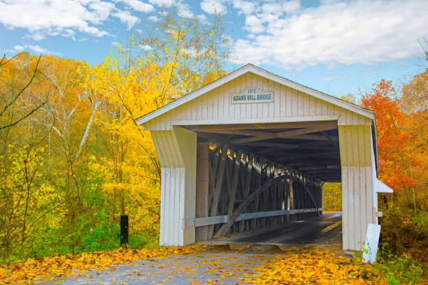 istock Bridge-Adams Mill covered bridge-Carrol County Indiana 1208226356