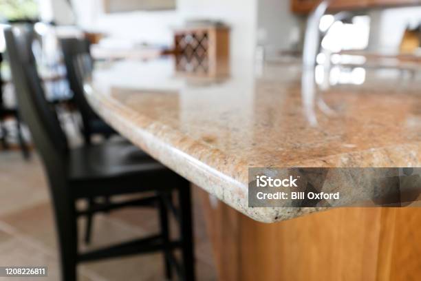 Edge Of Granite Counter Top Stock Photo - Download Image Now - Kitchen Counter, At The Edge Of, Stone - Object
