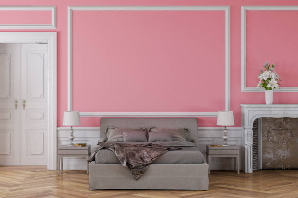istock Glamour bedroom with decoration and fireplace 1208226924