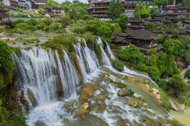 Furong ancient village and waterfall - Hunan China Furong ancient village and waterfall - Hunan China - travel background fenghuang county photos stock pictures, royalty-free photos & images