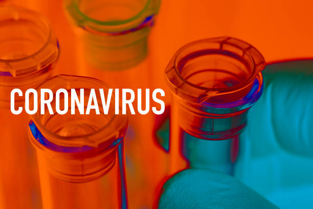 Corona virus:  test tube with corona virus,  covid-19