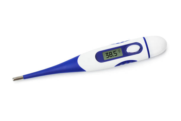 Electronic medical thermometer (38.5 degrees) Electronic medical thermometer (38.5 degrees) isolated on white background Number 36 stock pictures, royalty-free photos & images