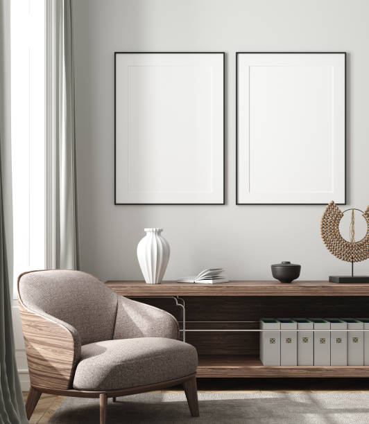 istock Mockup poster in modern living room interior background 1208233049
