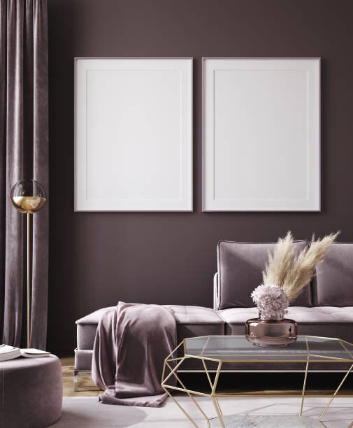 istock Mockup poster in modern living room interior background 1208233061
