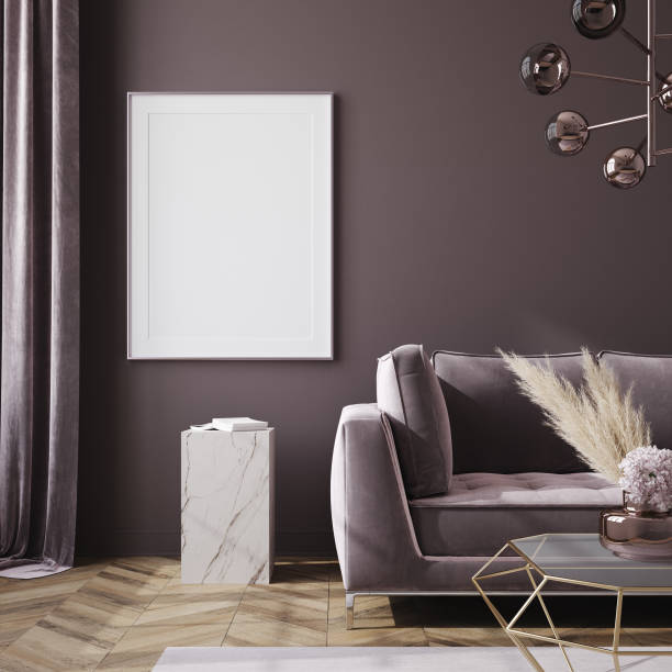 istock Mockup poster in modern living room interior background 1208233063