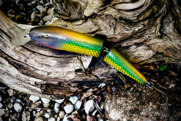Leurre De Pêche Musky Articulé 8 Pouces - Bois, Jaune Rayé Marron Avec Aileron