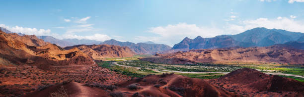 Widescreen view on the red mountains of Argentina