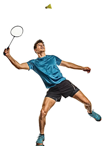 istock Badminton player young man isolated white background 1208235356