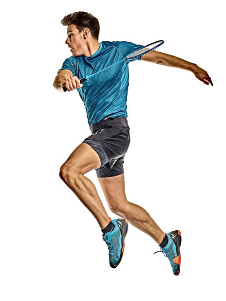 istock Badminton player young man isolated white background 1208235401