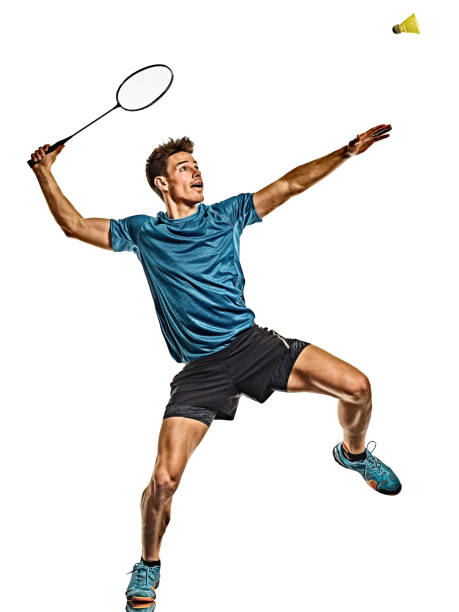 istock Badminton player young man isolated white background 1208235483