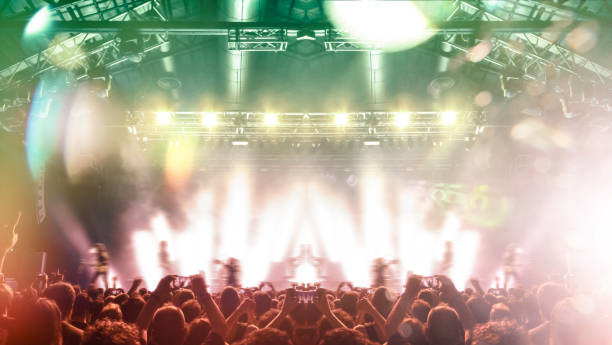 istock Concert hall with people silhouettes 1208239274