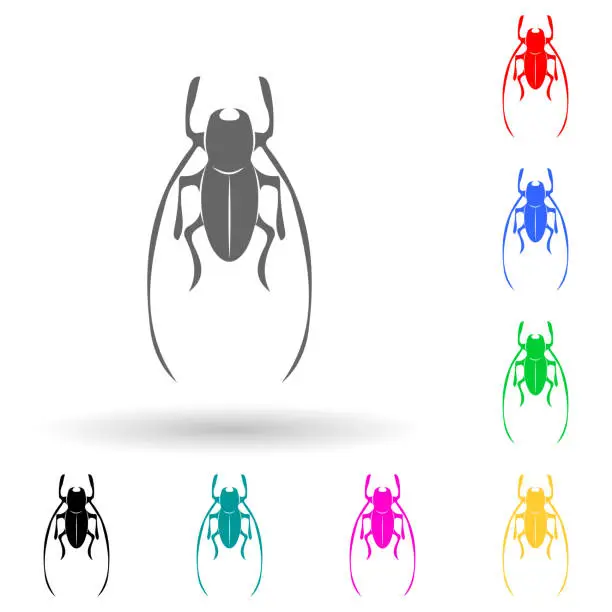 Vector illustration of cricket multi color style icon. Simple glyph, flat vector of insect icons for ui and ux, website or mobile application