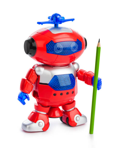 istock Toy robot with pencil 1208240353