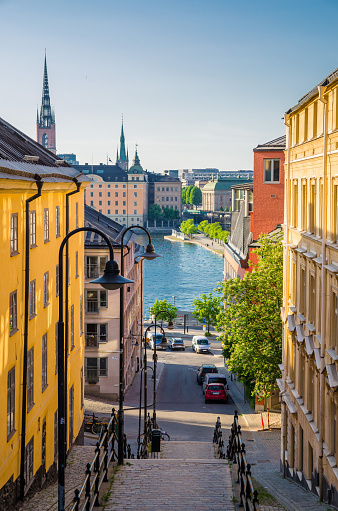 Aerial view of City Hall famous place in Stockholm capital of Sweden Scandinavia Northern Europe