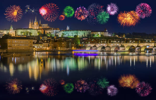 istock Fireworks in Prague - Czech Republic 1208247286