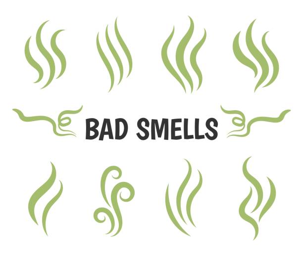 ilustrações de stock, clip art, desenhos animados e ícones de bad smells isolated smoke icons - toxic substance smoke abstract green