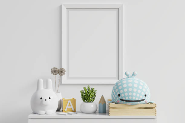 istock Mock up posters in child room interior. 1208254898