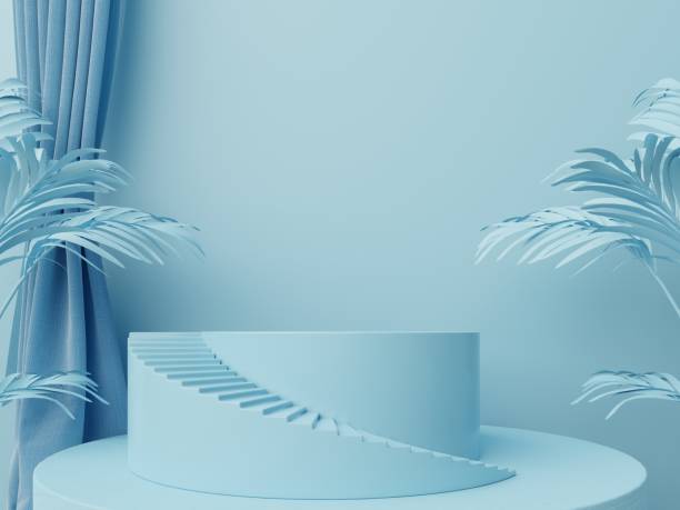 istock Mock up abstract podium for placing products and for placing prizes with blue background. 1208254906