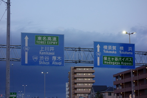 Destination and direction guide board on the highway