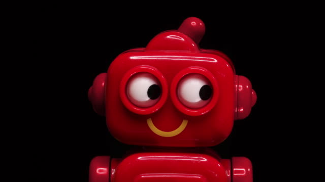 Toy robot stop motion animation loop / GIF of eyes looking back and forth