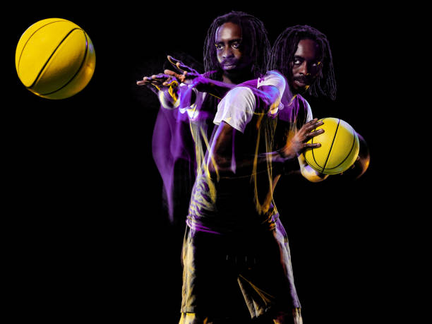 african basketball player man isolated black background