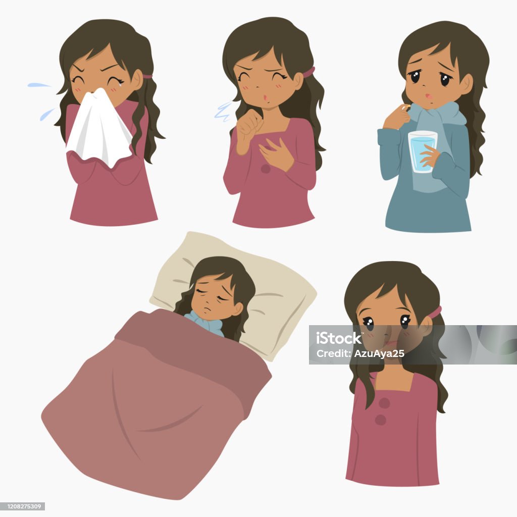 Ilustración de Mujer Afroamericana Que Tiene Gripe Enfermedad Dibujos  Animados Vector Set y más Vectores Libres de Derechos de Enfermedad - iStock