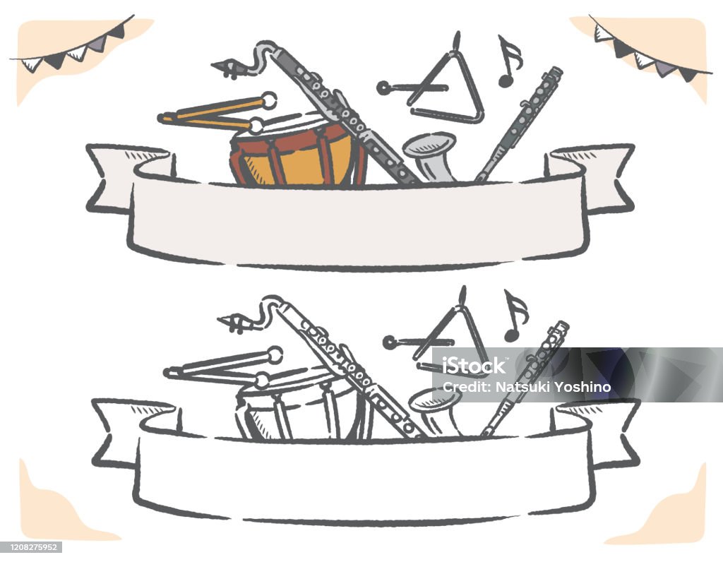 Musical Instruments Safety Label Vector Music Themed Vector Labels With Orchestra Instruments Stock ...