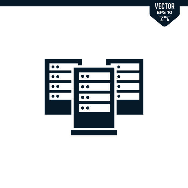 Server icon collection in glyph style Server icon collection in glyph style, solid color vector network server stock illustrations