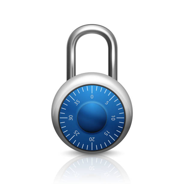 istock Vector 3d Realistic Closed Metal Steel Chrome Silver Padlock Icon Closeup Isolated on White Background. Design Template of Lock for Protection Privacy Concept, Web and Mobile Apps, Logo 1208286053