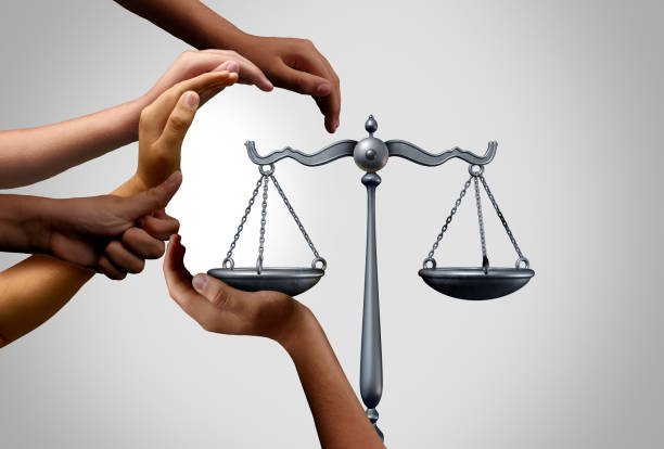 Diverse Social Justice Social justice and diversity equality law in society as diverse people holding the balance in a legal scale as a population legislation or pro bono and class action suit with 3D illustration elements. social justice concept stock pictures, royalty-free photos & images
