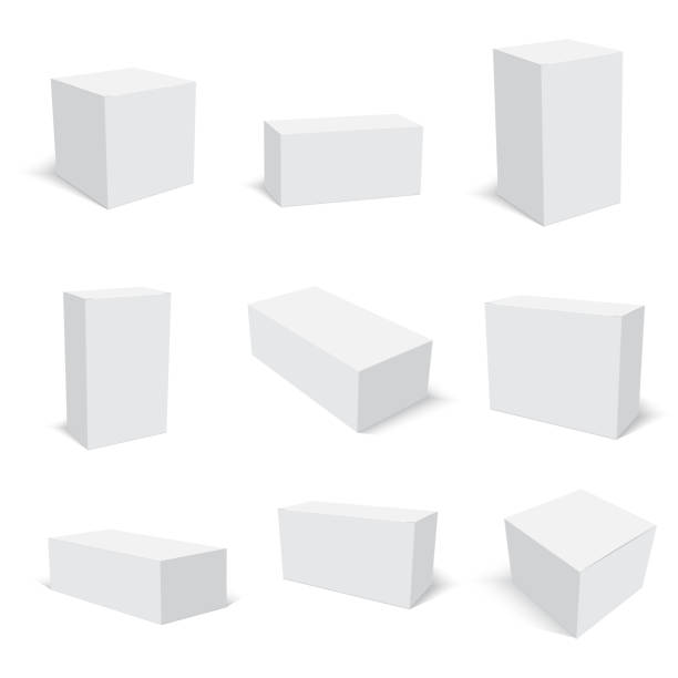 ilustrações de stock, clip art, desenhos animados e ícones de blank paper or cardboard box packing. vector. - cardboard box