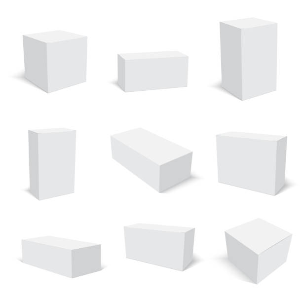 Blank paper or cardboard box packing. Vector. Blank paper or cardboard box packing. Vector cardboard box mockup stock illustrations