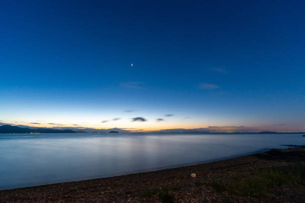 istock Lake Biwa with the blue sky at dawn 1208298961
