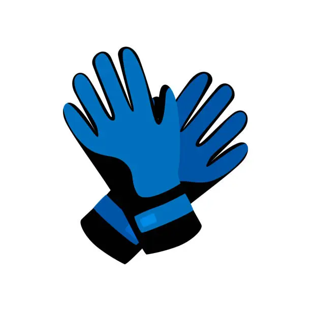 Vector illustration of Sport blue winter gloves for ski or snowboarding activity