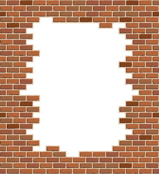 Vector illustration of broken brick frame