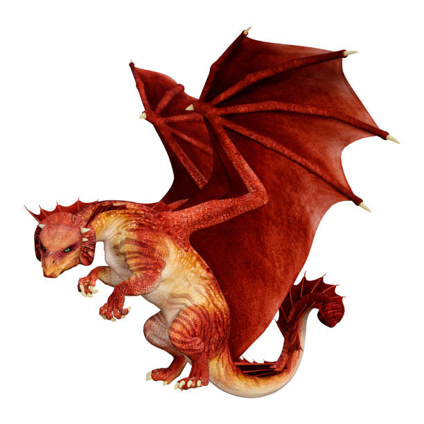istock 3D illustration fantasy dragon on white 1208305284