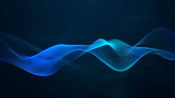 Photo of beautiful abstract wave technology digital network background with blue light digital effect corporate concept