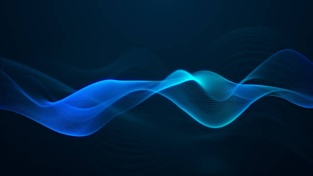 beautiful abstract wave technology digital network background with blue light digital effect corporate concept - digitally generated image audio imagens e fotografias de stock